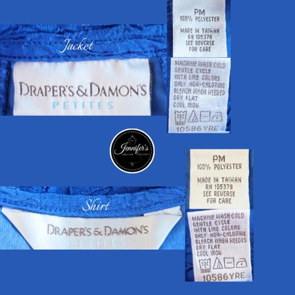 Draper's & Damon's Blue Crinkle 2-Piece Top and Jacket Set Size PM - Picture 13 of 15